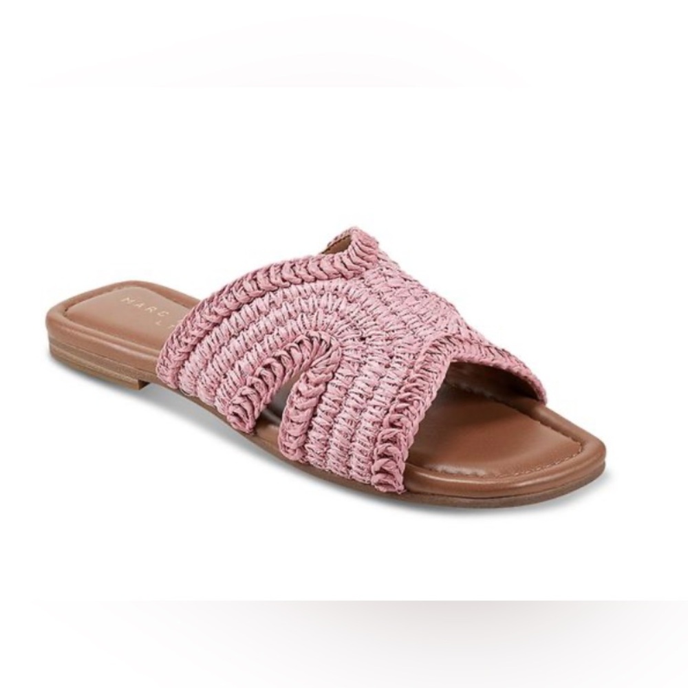 Marc Fisher LTD Women's Narda Square Toe Flat Sandals Medium Pink Size 8M